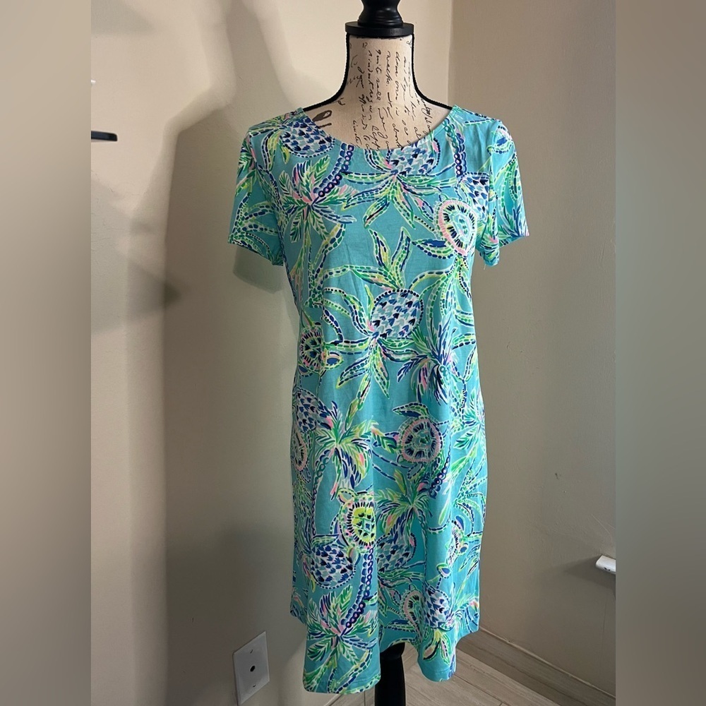 🌿Lilly Pulitzer🌿Aqua and Lime Print Midi Dress